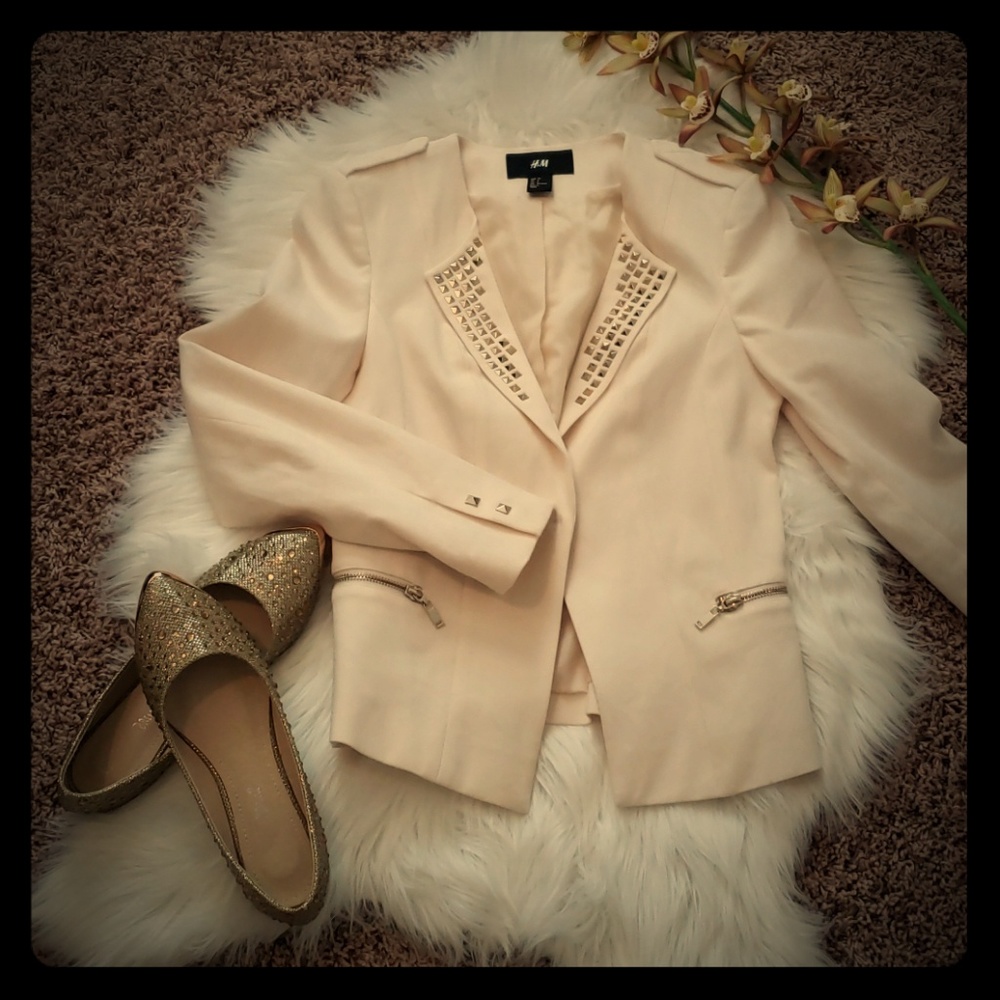 H&M studded Cream Blazer